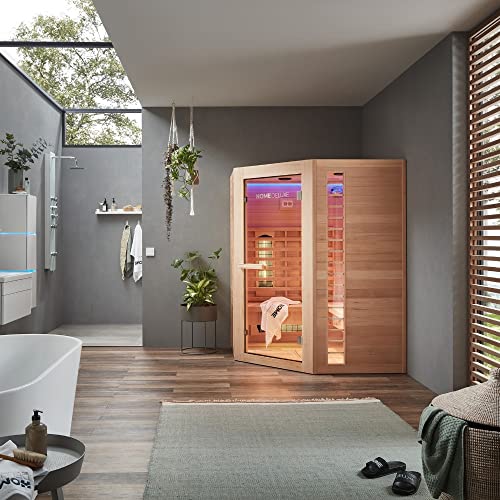 Home Deluxe – Infrarotkabine – Redsun XXL Deluxe – Vollspektrumstrahler und Karbon-Flächenstrahler – Holz: Hemlocktanne – Maße: 150 x 150 x 190 cm | Infrarotsauna für 3-4 Personen, Infrarot, Kabine - 3