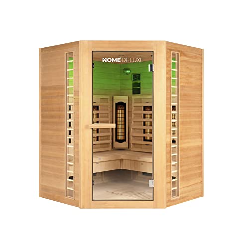 Home Deluxe – Infrarotkabine – Redsun XXL Deluxe – Vollspektrumstrahler und Karbon-Flächenstrahler – Holz: Hemlocktanne – Maße: 150 x 150 x 190 cm | Infrarotsauna für 3-4 Personen, Infrarot, Kabine - 5