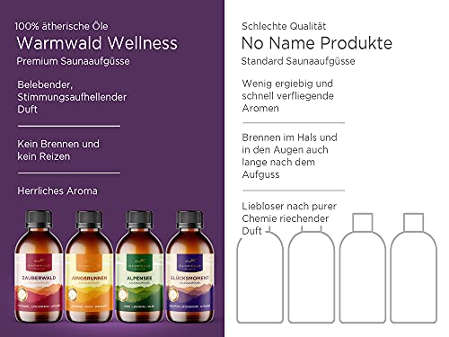 Saunaaufguss – Sauna Aufgussmittel mit natürlichen ätherischen Ölen – Saunaöl – Saunaduft (Warmwald QUARTETT – 4 x 100ml) - 6