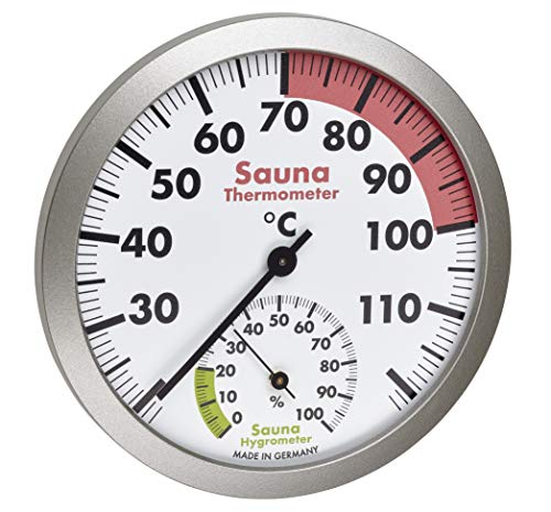 TFA Dostmann Analoges Sauna-Thermo-Hygrometer, hitzebeständige Materialien, Temperatur, Luftfeuchtigkeit, L 120 x B 37 x H 120 mm