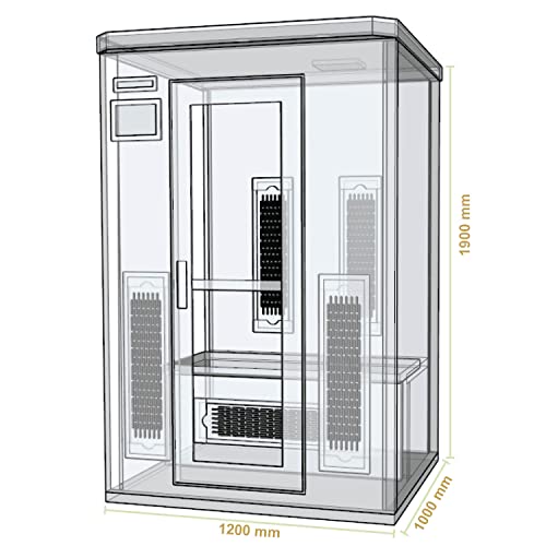 Artsauna Infrarotkabine Oslo – Wärmekabine mit Keramikstrahler & LED-Farblichttherapie für 2 Personen – Infrarotsauna 120 x 100 cm aus Hemlockholz - 2