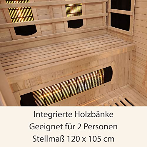 Artsauna Infrarotkabine Kiruna120 – Infrarotsauna Dual-Heizsystem für 2 Personen – LED-Farblicht – Wärmekabine mit großer Glasfront 120 x 105 cm - 5