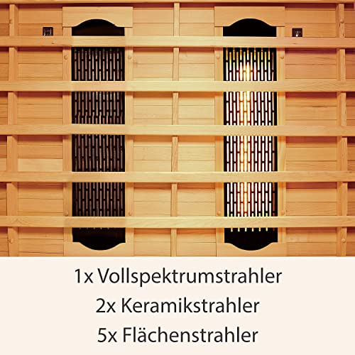 Artsauna Infrarotkabine Oslo – Triplex-Heizsystem Infrarotsauna – 2 Personen – LED-Farblicht, Digitale Steuerung – Hemlock-Holz - 4