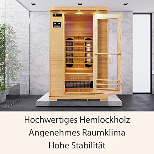 Artsauna Infrarotkabine Oslo – Triplex-Heizsystem Infrarotsauna – 2 Personen – LED-Farblicht, Digitale Steuerung – Hemlock-Holz - 7