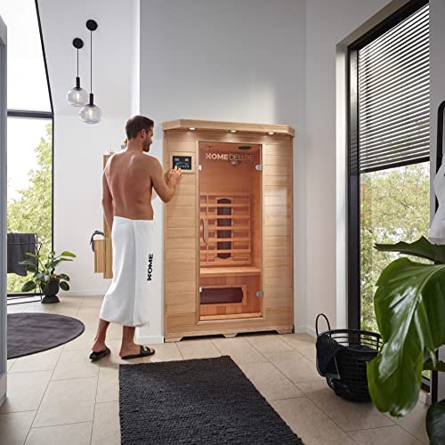 Home Deluxe – Infrarotkabine Redsun M – Keramikstrahler, Hemlocktanne, Maße: 120 x 105 x 190 cm | Infrarotsauna für 2 Personen, Sauna, Infrarot, Kabine - 2