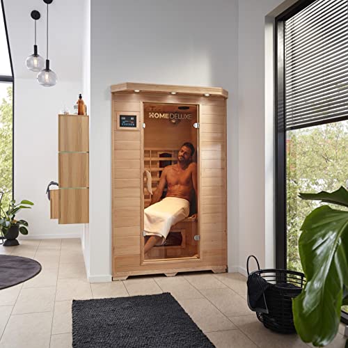 Home Deluxe – Infrarotkabine Redsun M – Keramikstrahler, Hemlocktanne, Maße: 120 x 105 x 190 cm | Infrarotsauna für 2 Personen, Sauna, Infrarot, Kabine - 3