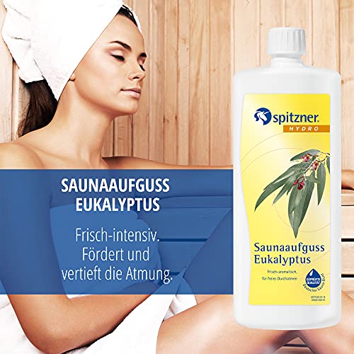 Spitzner Gesundheits-Saunaaufguss Eukalyptus frisch-intensiv 1000 ml – Saunaöl mit Eukalyptus Minze Menthol, belebender erfrischender Saunaduft fördert tiefe Atmung - 2