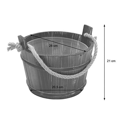 Mendler Saunakübel mit Einsatz HWC-B26, Saunazubehör Saunaeimer Saunakelle Aufguss, Kiefernholz 3,5 L – dunkel-braun - 7