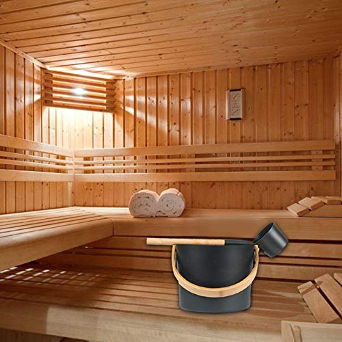 Sauna Eimer Metall Saunakübel Set mit Kelle Saunakübel & Saunakelle Aluminium Aufgusseimer Saunazubehör 7L - 2