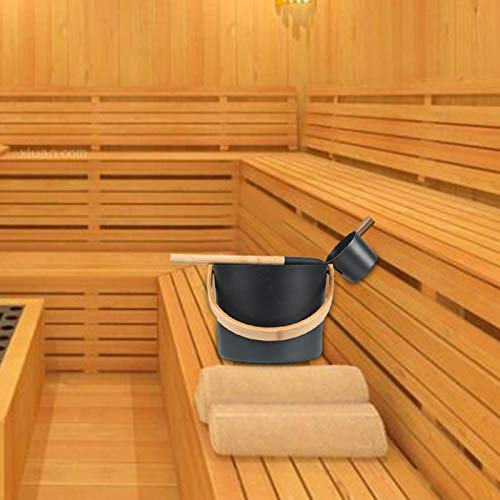 Sauna Eimer Metall Saunakübel Set mit Kelle Saunakübel & Saunakelle Aluminium Aufgusseimer Saunazubehör 7L - 8