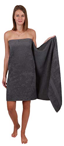 Betz 2 Stück Saunatücher Saunatuch Saunahandtuch Set Palermo 100% Baumwolle Frottier XXL Badetuch Strandtuch Größe 80 x 200 cm Farbe anthrazit - 2