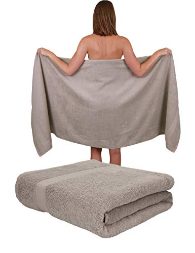 Betz 2 Stück Saunatücher Saunatuch Sauna Handtuch Set Palermo 100% Baumwolle XXL Badetuch Strandtuch Größe 80 x 200 cm Farbe Stone