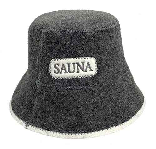 GMMH® Saunahut ‚Sauna‘ (1507), Grau, Saunamütze Saunakappe Filzkappe Filzhut aus 100% - 4