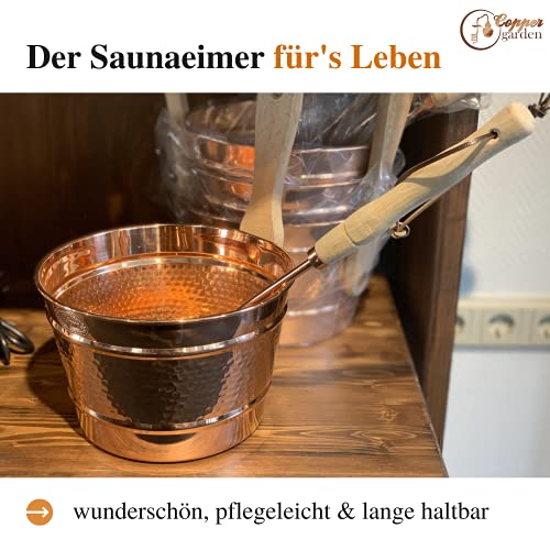 ‚CopperGarden®‘ kupferner Saunaeimer, handgearbeitet mit Schöpfkelle – Schwalleimer aus Kupfer - 4