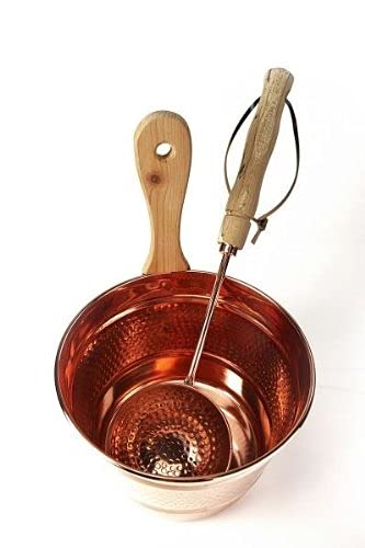 ‚CopperGarden®‘ kupferner Saunaeimer, handgearbeitet mit Schöpfkelle – Schwalleimer aus Kupfer - 8
