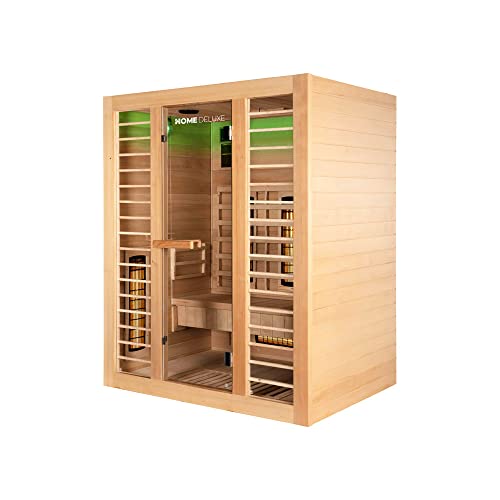 Home Deluxe – Infrarotkabine Redsun L Deluxe – Vollspektrumstrahler und Karbon-Flächenstrahler, Holz: Hemlocktanne, Maße: 153 x 110 x 190 cm | Infrarotsauna für 2-3 Personen - 2