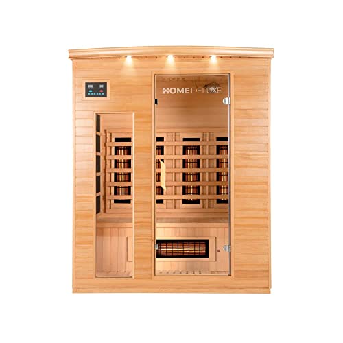 Home Deluxe – Infrarotkabine Gobi L – Vollspektrumstrahler Holz: Hemlocktanne Maße: 153 x 110 x 190 cm Infrarotsauna für 2-3 Personen