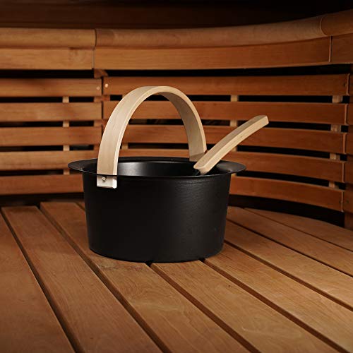 LUMO Cozmic 6L Sauna Kübel und Kelle mit Holzgriff, Aluminium, schwarzer Saunakübel Set – Finnisches Design - 5