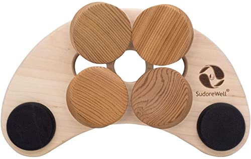 SudoreWell® Sauna Kopfstütze 4-Punkt aus Kiefernholz mit integrierten Hot Stones