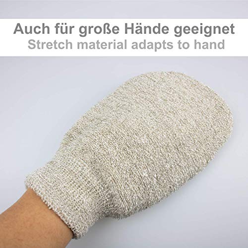 Massagehandschuh – Bio-Qualität – sanfte Reinigung und Peeling mit Massageeffekt. Made in Italy. Aus Bio-Hanf und Leinen. - 2