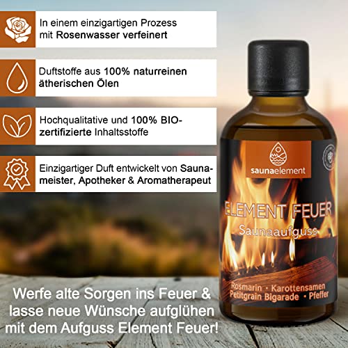 Saunaelement – Saunaaufguss mit 100% Bio-Öle. Feueraufguss Rosmarin 100ml - 3