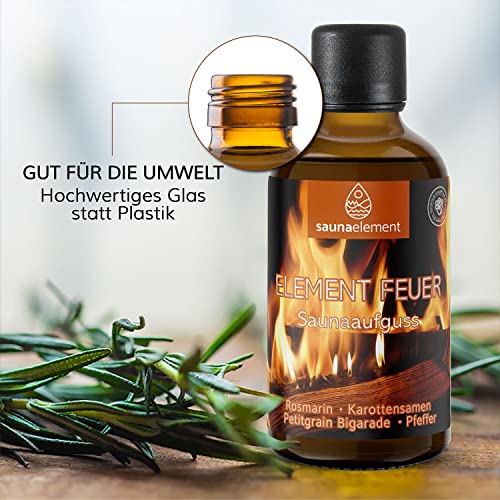 Saunaelement – Saunaaufguss mit 100% Bio-Öle. Feueraufguss Rosmarin 100ml - 4