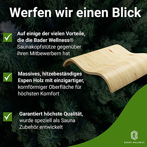 Bader Wellness® Sauna Kopfstütze/Rückenlehne | Ergo-Kopfstütze Wave Espenholz – Design-Saunakopfstütze aus Espe - 5