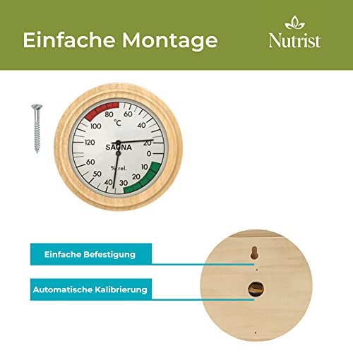 Nutrist® Sauna Thermometer Hygrometer Holz – 2 in 1 Anzeige für die perfekte Temperatur und Luftfeuchtigkeit - 3