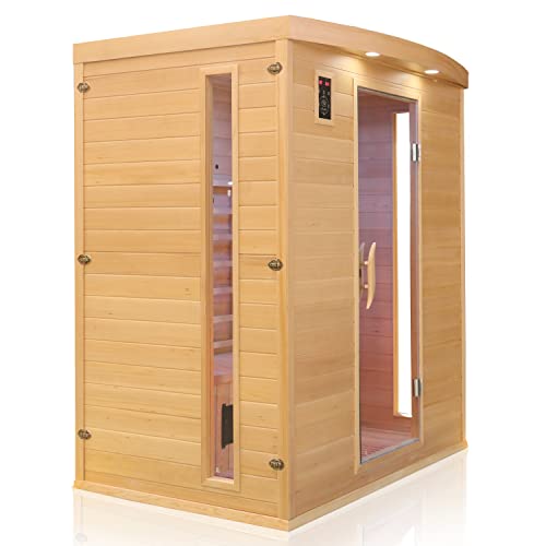 Dewello Infrarotkabine PIERSON 160 x 105 DUAL-THERM für 2-3 Personen aus Hemlock Holz mit Vollspektrumstrahler - 2