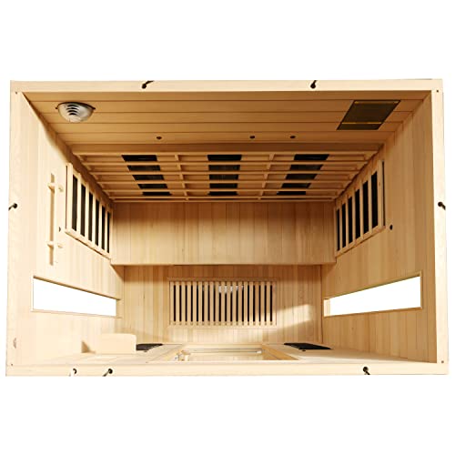 Dewello Infrarotkabine PIERSON 160 x 105 DUAL-THERM für 2-3 Personen aus Hemlock Holz mit Vollspektrumstrahler - 4