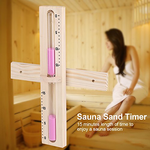 15 Minuten Sauna Sanduhr aus Holz Sanduhr Wanduhr mit rotierender Sanduhr und rosafarbenem Sand - 4