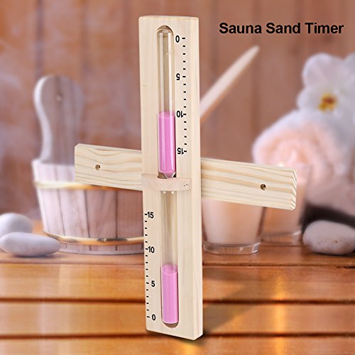 15 Minuten Sauna Sanduhr aus Holz Sanduhr Wanduhr mit rotierender Sanduhr und rosafarbenem Sand - 5