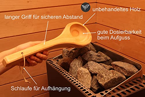 SUNNYDEALS Klassisches Sauna-Zubehörset 5-teilig, Sauna-Set aus naturbelassenem Holz - 4