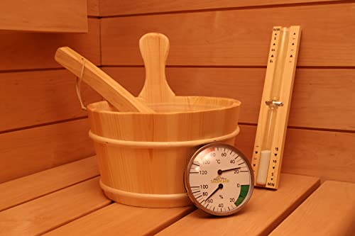 SUNNYDEALS Klassisches Sauna-Zubehörset 5-teilig, Sauna-Set aus naturbelassenem Holz - 7