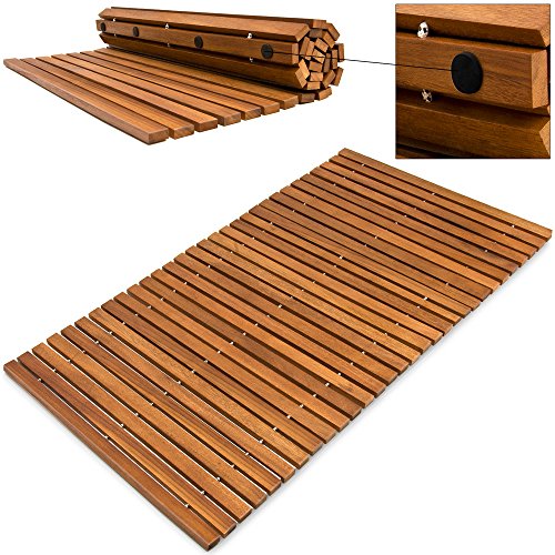 Deuba 2x Badvorleger Badematte Badvorleger Holz 80 x 50 cm FSC®-zertifiziertes Akazienholz Rutschhemmende Gummistopper - 3