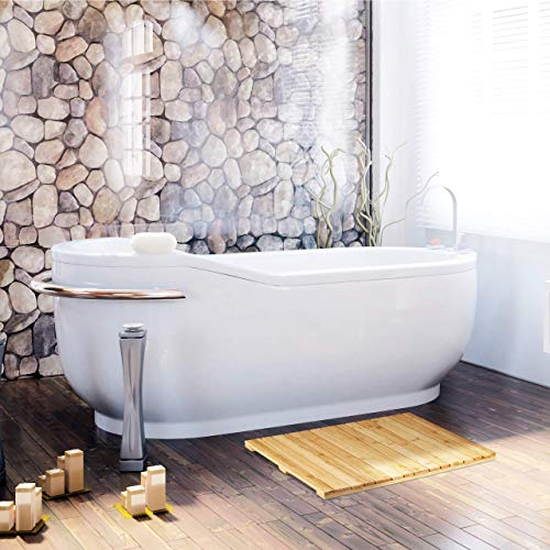 Relaxdays, naturfarben Bambusmatte, für Badezimmer, Stopper, hygienisch, feuchtigkeitsbeständig, Fußmatte 40 x 65 cm - 2