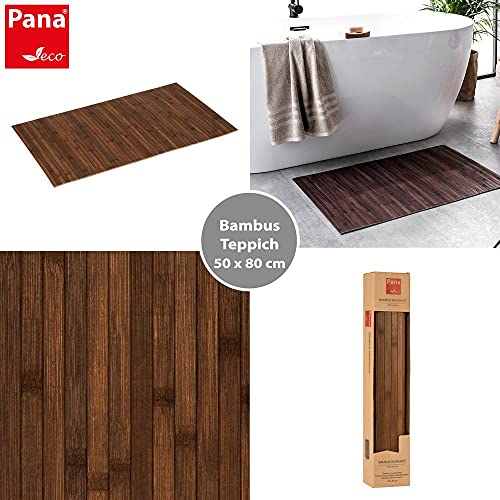 PANA Bambus Badematte • Bambusmatte waschbar • Holz Läufer Badezimmer • 100% Bambus • Größe: 50 x 80 cm • Farbe: Braun - 4