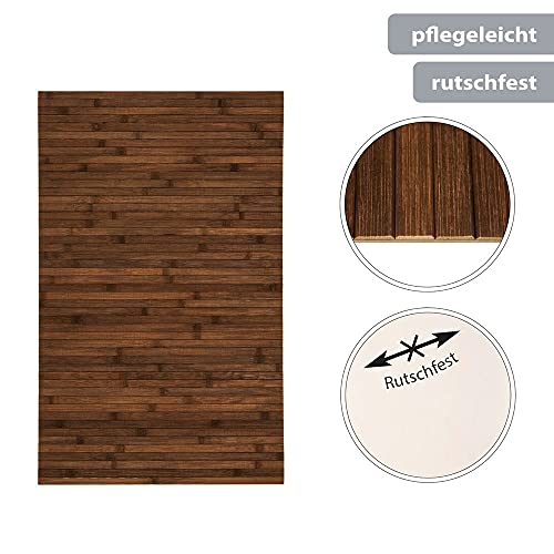 PANA Bambus Badematte • Bambusmatte waschbar • Holz Läufer Badezimmer • 100% Bambus • Größe: 50 x 80 cm • Farbe: Braun - 5