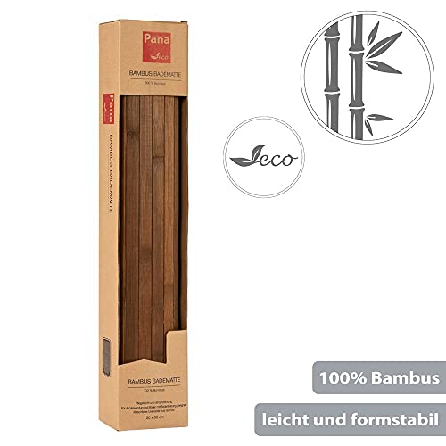 PANA Bambus Badematte • Bambusmatte waschbar • Holz Läufer Badezimmer • 100% Bambus • Größe: 50 x 80 cm • Farbe: Braun - 6