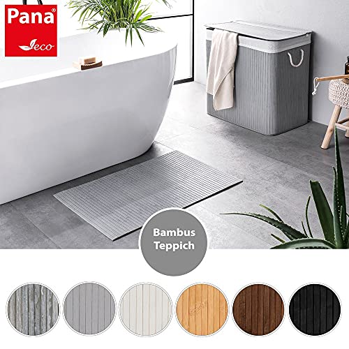 PANA Bambus Badematte • Bambusmatte waschbar • Holz Läufer Badezimmer • 100% Bambus • Größe: 50 x 80 cm • Farbe: Grau - 3