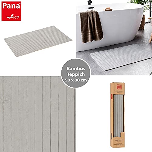 PANA Bambus Badematte • Bambusmatte waschbar • Holz Läufer Badezimmer • 100% Bambus • Größe: 50 x 80 cm • Farbe: Grau - 4
