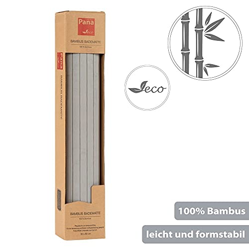 PANA Bambus Badematte • Bambusmatte waschbar • Holz Läufer Badezimmer • 100% Bambus • Größe: 50 x 80 cm • Farbe: Grau - 6