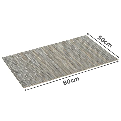 PANA Bambus Badematte • Bambusmatte waschbar • Holz Läufer Badezimmer • 100% Bambus • Größe: 50 x 80 cm • Farbe: Stone Grau - 2