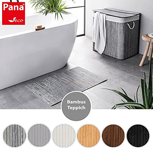 PANA Bambus Badematte • Bambusmatte waschbar • Holz Läufer Badezimmer • 100% Bambus • Größe: 50 x 80 cm • Farbe: Stone Grau - 3