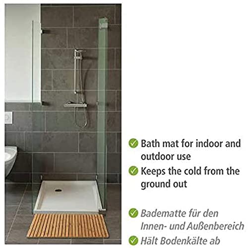 WENKO Baderost Indoor & Outdoor Bambus, rutschfeste Badematte für den Innen- und Außenbereich aus umweltfreundlichem Bambus, modernes Bodenrost für Dusche, Badewanne, Sauna & Poolbereich, 100 x 50 cm - 6