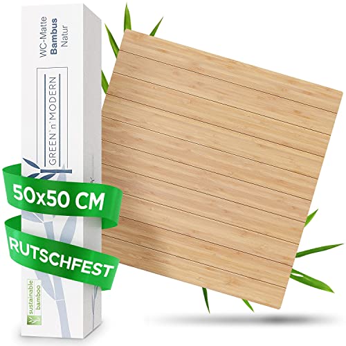Green'n'Modern Toilettenmatte aus Bambus 50 x 50 cm WC Vorleger aus Holz