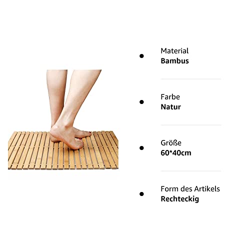 Faltbare Bambus Indoor / Outdoor Rutschfeste Unterseite wasserdicht  Spa Sauna Mat（60*40cm） - 7