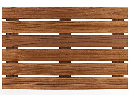 VaeFae Teak Duschmatte rutschfeste Badematte Luxus Spa Matte Holzmatte für Badewanne 33 x 50.8 cm - 4