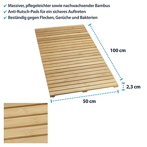 Bambus Dusch- und Saunarost für Innen- und Außenbereich, rutschhemmend (100 x 50 cm) - 2