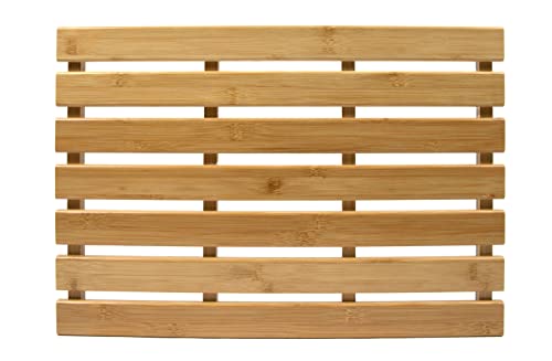Bambus Badematte – 53 x 35 cm – rutschfestes Baderost aus Massivholz – Dusche Bad Sauna Spa Pool Rost Vorleger Matte aus FCS Holz - 3